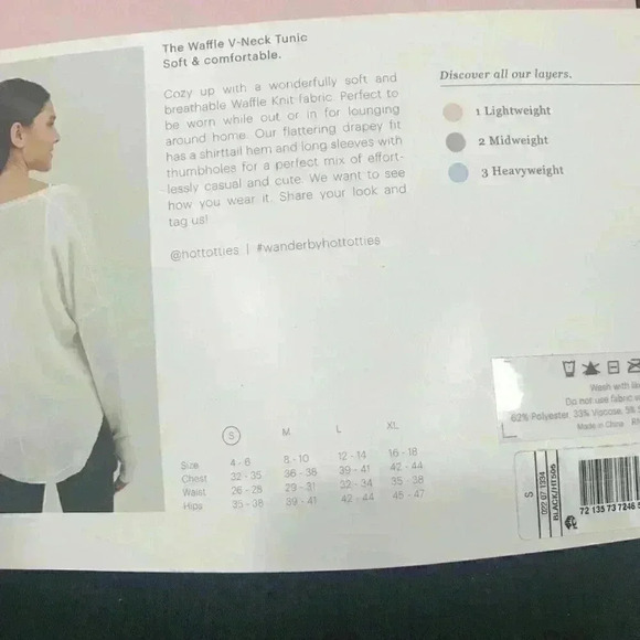 Wander By Hottotties Tunic Waffle V-Neck Black Sm - Picture 5 of 5